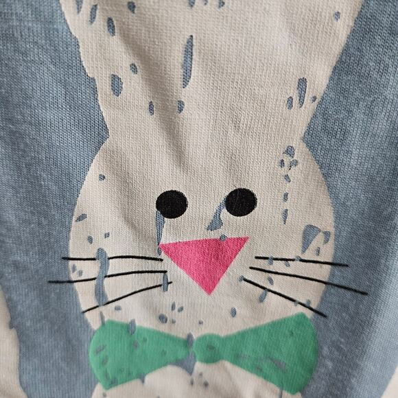 Blue Easter Bunny Print Women's Top Small Artsy Painted Spring T Shirt Casual - Picture 7 of 13